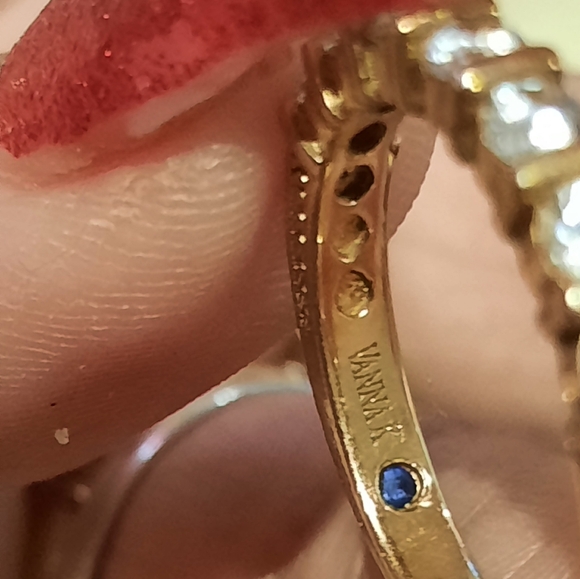 AUTHENTIC 14K OVER STERLING SILVER VANNA K CZ ETERNITY BAND RING size8 CERTIFIED - Picture 3 of 8